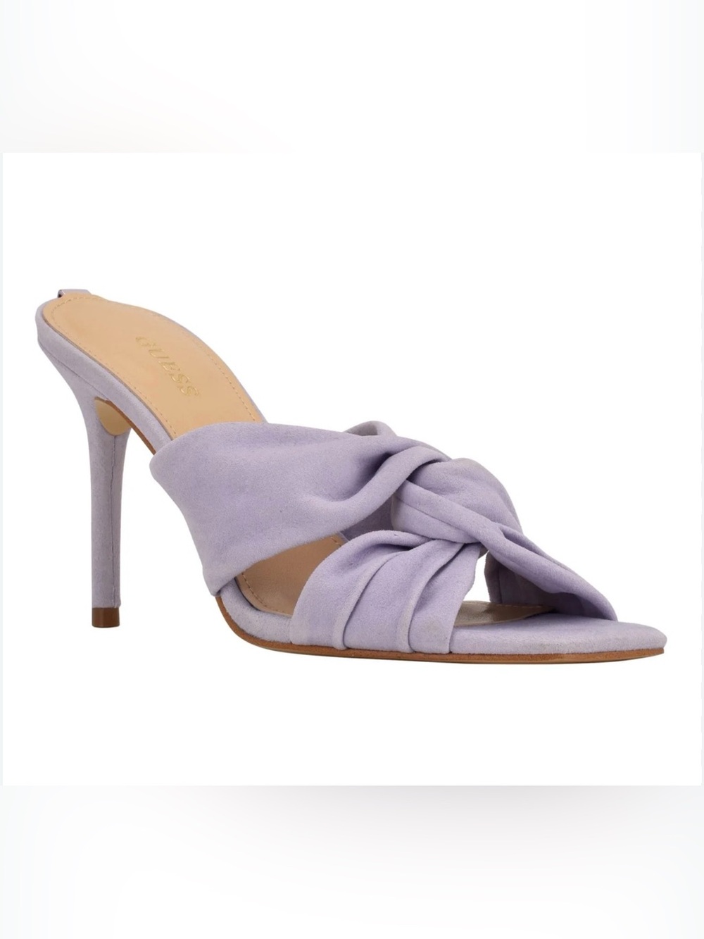 GUESS Daiva Lavender Suede Leather Slide Mules Metallic Logo | Sz. 7 NWB) - Picture 6 of 8